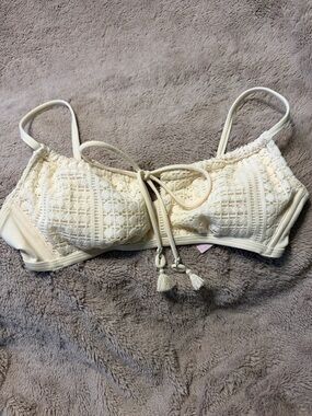 wild fable Crochet Tassel Bikini Top in Cream